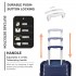 K2093 - Kono Cabin Size Classic Collection Polypropylene Luggage with Charging Interface - Navy Blue