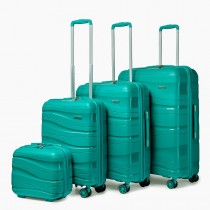 K2094L - Kono Juego de maletas de 4 piezas de carcasa dura de polipropileno liviano con candado TSA y estuche de tocador - Azul