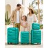 K2094L - Kono Lightweight Polypropylene Hard Shell 4 Piece Suitcase Set With TSA Lock And Vanity Case - Teal