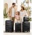 K2094L - Kono Lightweight Polypropylene Hard Shell 4 Piece Suitcase Set With TSA Lock And Vanity Case - Black