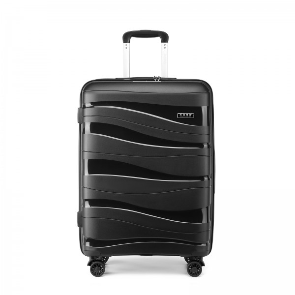 K2094L - Kono 24 Inch Lightweight Polypropylene Hard Shell Suitcase With TSA Lock - Black