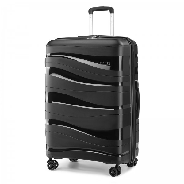 K2094L - Kono 28 Inch Lightweight Polypropylene Hard Shell Suitcase With TSA Lock - Black