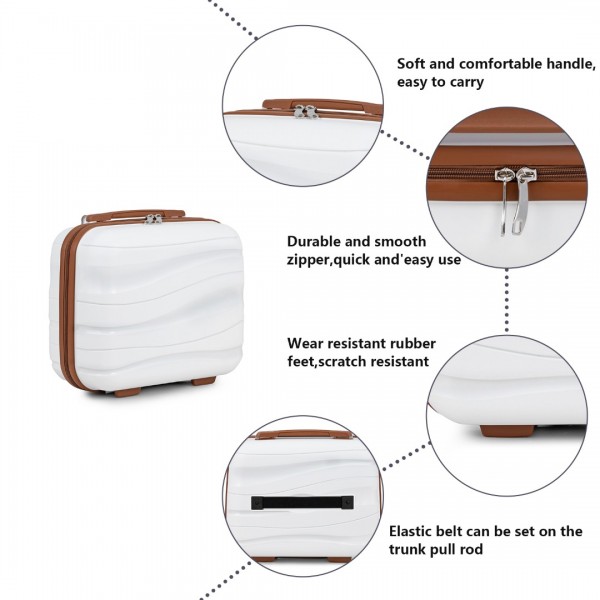 K2094L+EA2212 - Kono 20 Inch Polypropylene Cabin Size Suitcase Included Vanity Case And Weekend Bag and Toiletry Bag 4 Piece Travel Set - Cream