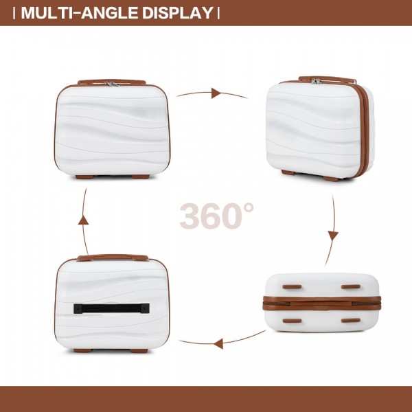 K2094L+EA2212 - Kono 20 Inch Polypropylene Cabin Size Suitcase Included Vanity Case And Weekend Bag and Toiletry Bag 4 Piece Travel Set - Cream