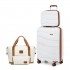 K2094L+EA2212 - Kono 20 Inch Polypropylene Cabin Size Suitcase Included Vanity Case And Weekend Bag and Toiletry Bag 4 Piece Travel Set - Cream