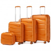 K2094L - Kono 4-częściowy zestaw walizek z lekkiego polipropylenu z twardą skorupą z zamkiem TSA i kosmetyczką - Pomarańczowy