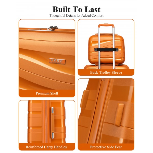 K2094L - Kono 28 Zoll Leicht Polypropylen Hartschalenkoffer Mit TSA-Schloss - Orange