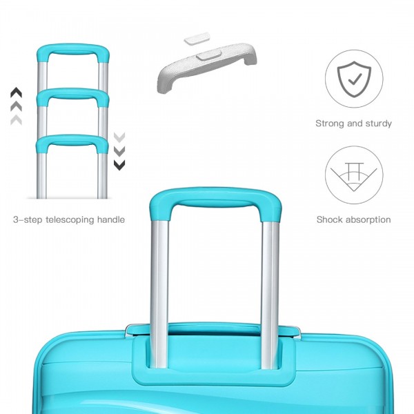 K2094L - Kono 14/20 Inch Lightweight Polypropylene Hard Shell 2 Piece Suitcase Set With TSA Lock And Vanity Case - Blue