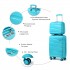 K2094L - Kono 14/20 Inch Lightweight Polypropylene Hard Shell 2 Piece Suitcase Set With TSA Lock And Vanity Case - Blue