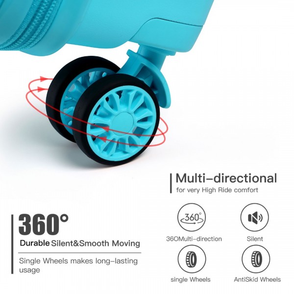 K2094L - Kono 14/20 Inch Lightweight Polypropylene Hard Shell 2 Piece Suitcase Set With TSA Lock And Vanity Case - Blue