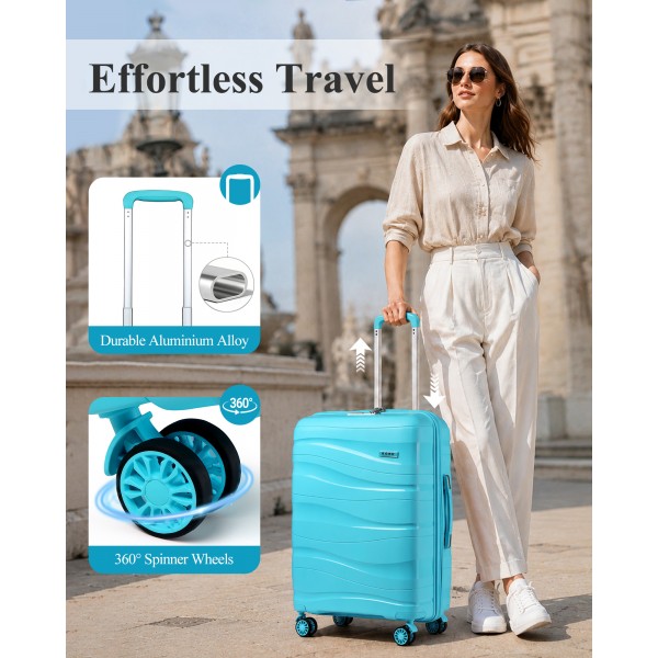 K2094L - Kono 28 Zoll Leicht Polypropylen Hartschalenkoffer Mit TSA-Schloss - Blau
