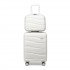 K2094L - Kono 14/20 Inch Lightweight Polypropylene Hard Shell 2 Piece Suitcase Set With TSA Lock And Vanity Case - Cream White