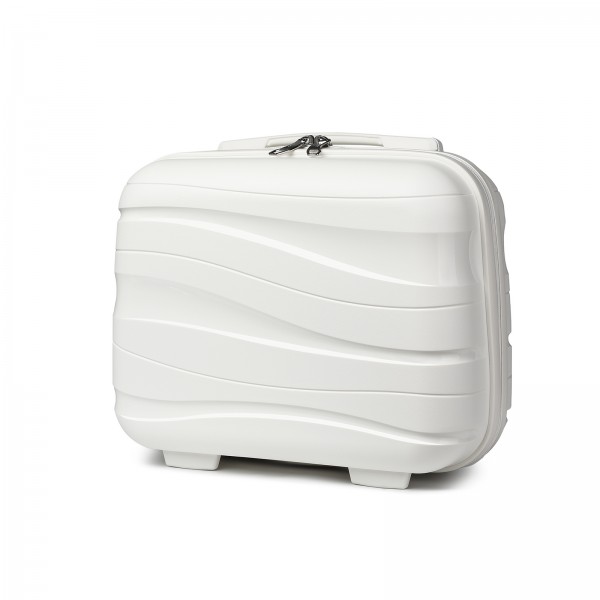 K2094L - Kono 14 Zoll Leicht Polypropylen Harte Schale Kosmetikkoffer - Creme Weiß