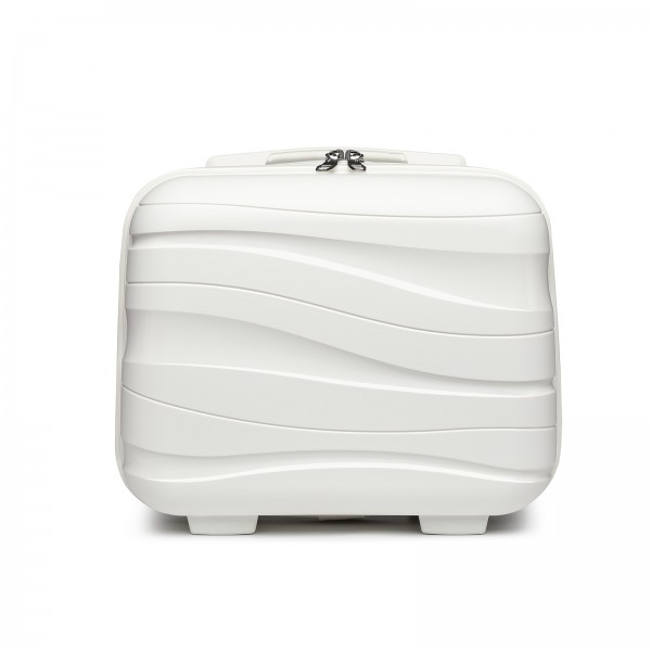 K2094L - Kono 14 Zoll Leicht Polypropylen Harte Schale Kosmetikkoffer - Creme Weiß