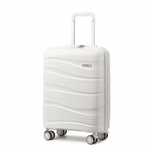 K2094L - Kono 20 Inch Lightweight Polypropylene Hard Shell Suitcase With TSA Lock - Cream White