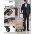 K2191L - Kono 3-Piece Lightweight ABS Hardshell Suitcase Set - 19, 24, 28 Inch with Secure TSA Lock - Gold