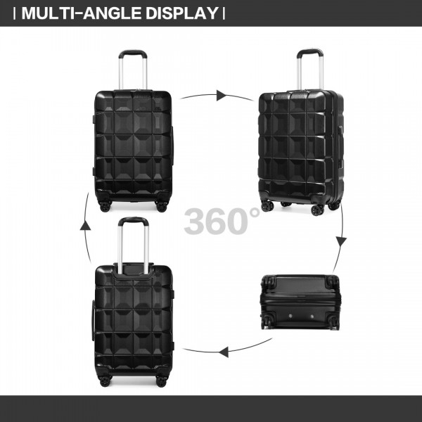 K2292L - Kono 24 pouces Poids léger Valise en ABS à coque rigide Avec serrure TSA - Noir