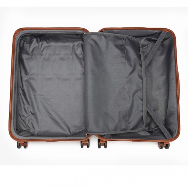 K2292L - Kono 13/20 Inch Lightweight Hard Shell ABS Cabin Suitcase With TSA Lock And Vanity Case - Black And Brown