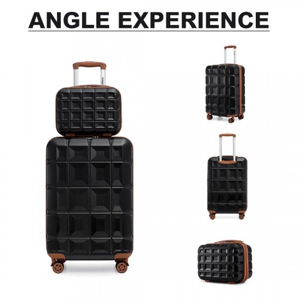 K2292L - Kono 13/20 Inch Lightweight Hard Shell ABS Cabin Suitcase With TSA Lock And Vanity Case - Black And Brown