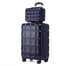 K2292L - Kono 13/20 Inch Lightweight Hard Shell ABS Cabin Suitcase With TSA Lock And Vanity Case - Navy