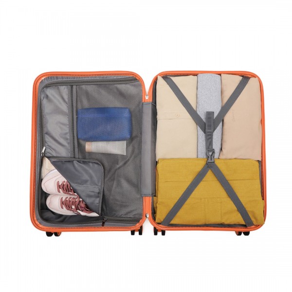 K2292L - Kono 24 Inch Lightweight Hard Shell ABS Suitcase With TSA Lock - Orange