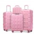 K2292L - Kono Leichtgewicht Hartschalen-ABS-Koffer Mit TSA-Schloss und Schminkkoffer 4teiliges Set - Rosa