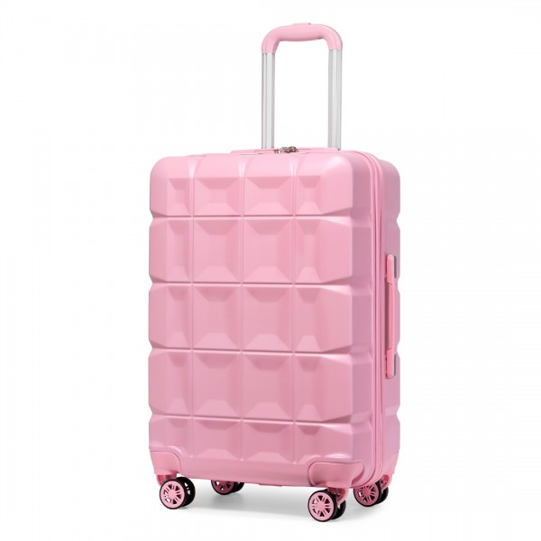 K2292L - Kono 24 Inch Lightweight Hard Shell ABS Suitcase With TSA Lock - Pink