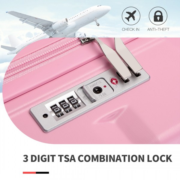 K2292L - Kono 24 Inch Lightweight Hard Shell ABS Suitcase With TSA Lock - Pink