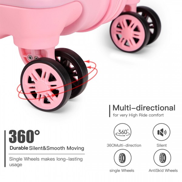 K2292L - Kono 24 Zoll Leicht Hartschalen-ABS-Koffer Mit TSA-Schloss - Rosa