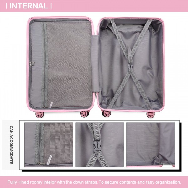 K2292L - Kono 24 Zoll Leicht Hartschalen-ABS-Koffer Mit TSA-Schloss - Rosa