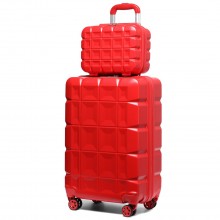 K2292L - Kono 13/20 Inch Lightweight Hard Shell ABS Cabin Suitcase With TSA Lock And Vanity Case - Red