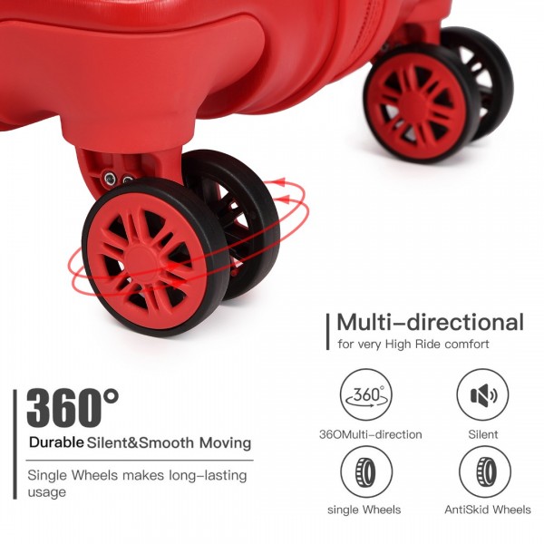 K2292L - Kono 24 Zoll Leicht Hartschalen-ABS-Koffer Mit TSA-Schloss - Rot