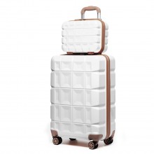 K2292L - Kono 13/20 Inch Lightweight Hard Shell ABS Cabin Suitcase With TSA Lock And Vanity Case - White