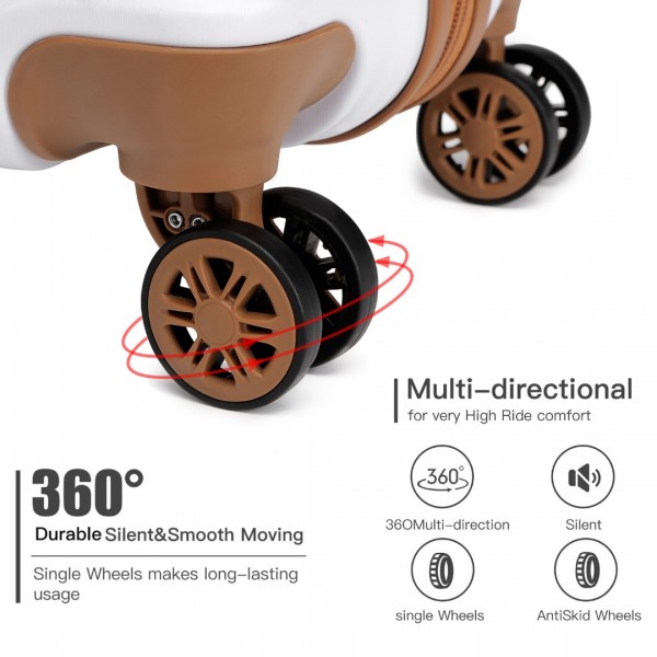 K2292L - Kono 20 Zoll Leicht Hartschalen-ABS-Gepäck Kabinenkoffer Mit TSA-Schloss - Weiß