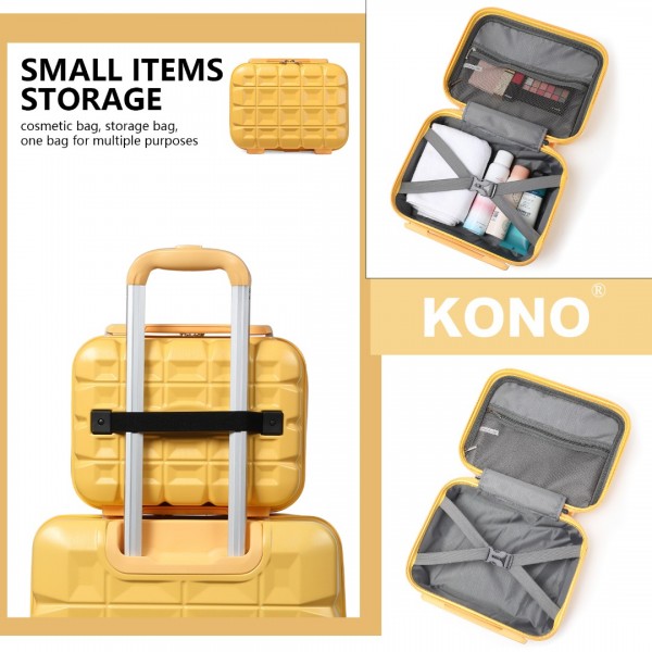 K2292L - Kono 13/20 Inch Lightweight Hard Shell ABS Cabin Suitcase With TSA Lock And Vanity Case - Yellow