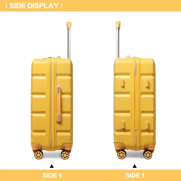 K2292L - Kono 24 Inch Lightweight Hard Shell ABS Suitcase With TSA Lock - Yellow