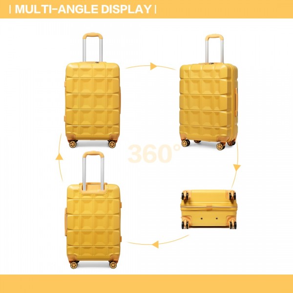 K2292L - Kono 28 Inch Lightweight Hard Shell ABS Suitcase With TSA Lock - Yellow