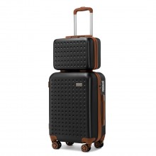 K2394L - Kono 13/20 Inch Flexible Hard Shell ABS Suitcase With TSA Lock And Vanity Case - Black