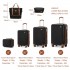 K2394L+EA2212 - Kono 6 Piece ABS Travel Set with Hard Shell Suitcase Vanity Case Weekend Bag and Toiletry Bag - Black