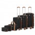 K2394L+EA2212 - Kono 6 Piece ABS Travel Set with Hard Shell Suitcase Vanity Case Weekend Bag and Toiletry Bag - Black