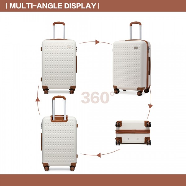 K2394L - Kono 28 Inch Flexible Hard Shell ABS Suitcase With TSA Lock - Cream