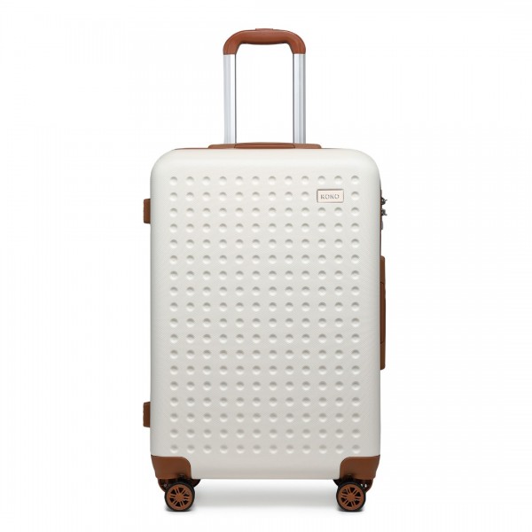 K2394L - Kono 28 Inch Flexible Hard Shell ABS Suitcase With TSA Lock - Cream