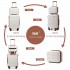 K2394L+EA2212 - Kono 6 Piece ABS Travel Set with Hard Shell Suitcase Vanity Case Weekend Bag and Toiletry Bag - Cream