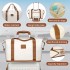 K2394L+EA2212 - Kono 6 Piece ABS Travel Set with Hard Shell Suitcase Vanity Case Weekend Bag and Toiletry Bag - Cream