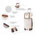 K2394L+EA2212 - Kono 6 Piece ABS Travel Set with Hard Shell Suitcase Vanity Case Weekend Bag and Toiletry Bag - Cream
