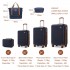 K2394L+EA2212 - Kono 6 Piece ABS Travel Set with Hard Shell Suitcase Vanity Case Weekend Bag and Toiletry Bag - Navy