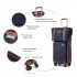 K2394L+EA2212 - Kono 6 Piece ABS Travel Set with Hard Shell Suitcase Vanity Case Weekend Bag and Toiletry Bag - Navy