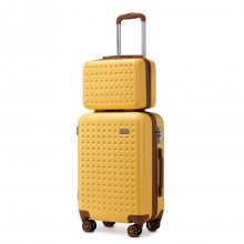 K2394L - Kono 13/20 Inch Flexible Hard Shell ABS Suitcase With TSA Lock And Vanity Case - Yellow