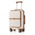 KSK2592 - Kono 21-Inch Front-Opening Cabin Suitcase with 15.6-Inch Laptop Compartment - Cream and Brown