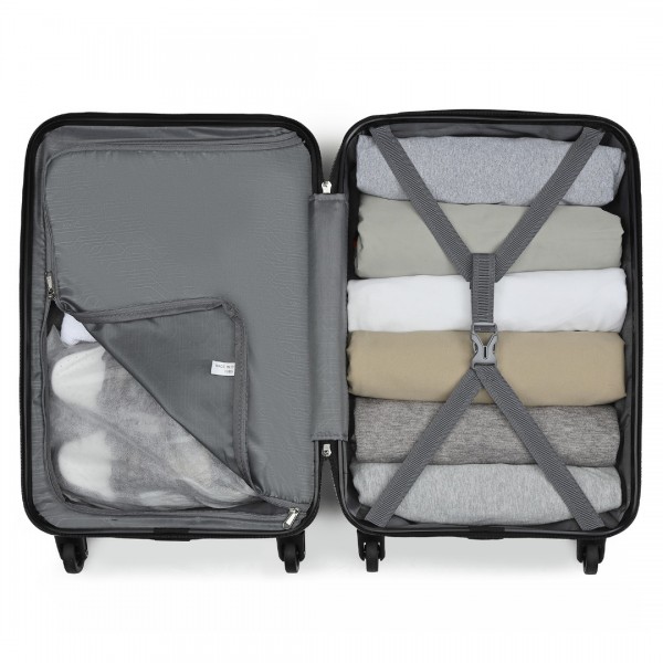 KSK2477 - Kono Durable 20 Inch Lightweight ABS Vertical Textured Carry-On Suitcase with Secure 3-Digit Lock - Grey